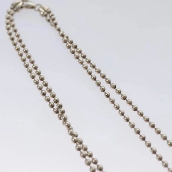 Gucci 925 Sterling Silver Bar on Double Ball Chain Necklace & Brown Pouch & Box - Picture 4 of 12